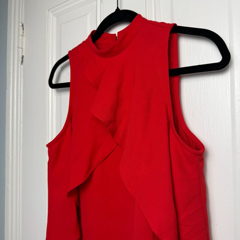 Apt 9 Sheath Dress Womens Small Red Shift Lined Sleeveless Ruffle Valentines - Picture 2 of 7